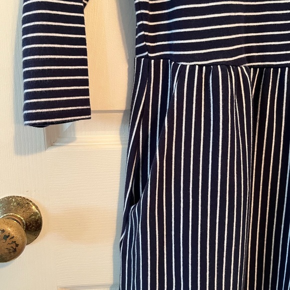 Boden Navy and White Striped 3/4 Sleeve Dress - Picture 6 of 8